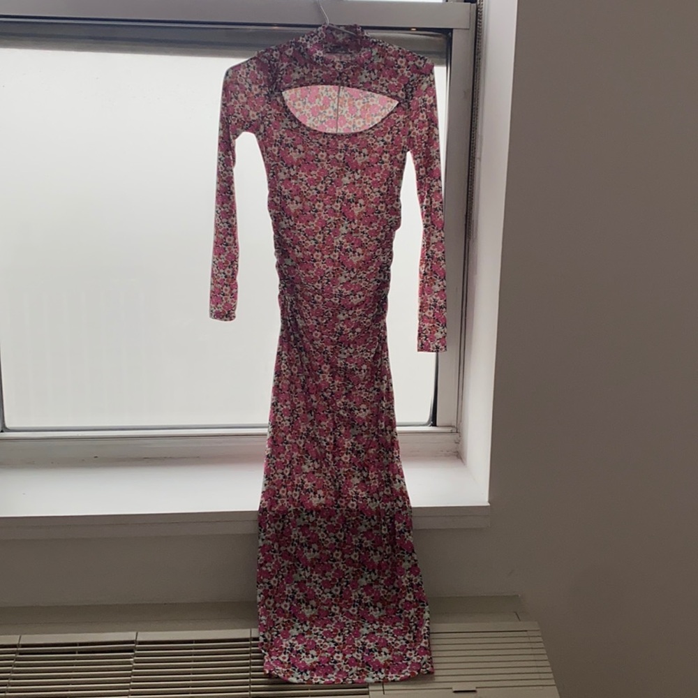 Zara floral body con dress midi/maxi
